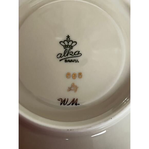 VTG Alka Kunst Bavaria 22K Gold Burgundy Tea Cup & Saucer Maroon Floral Scroll - Picture 10 of 10